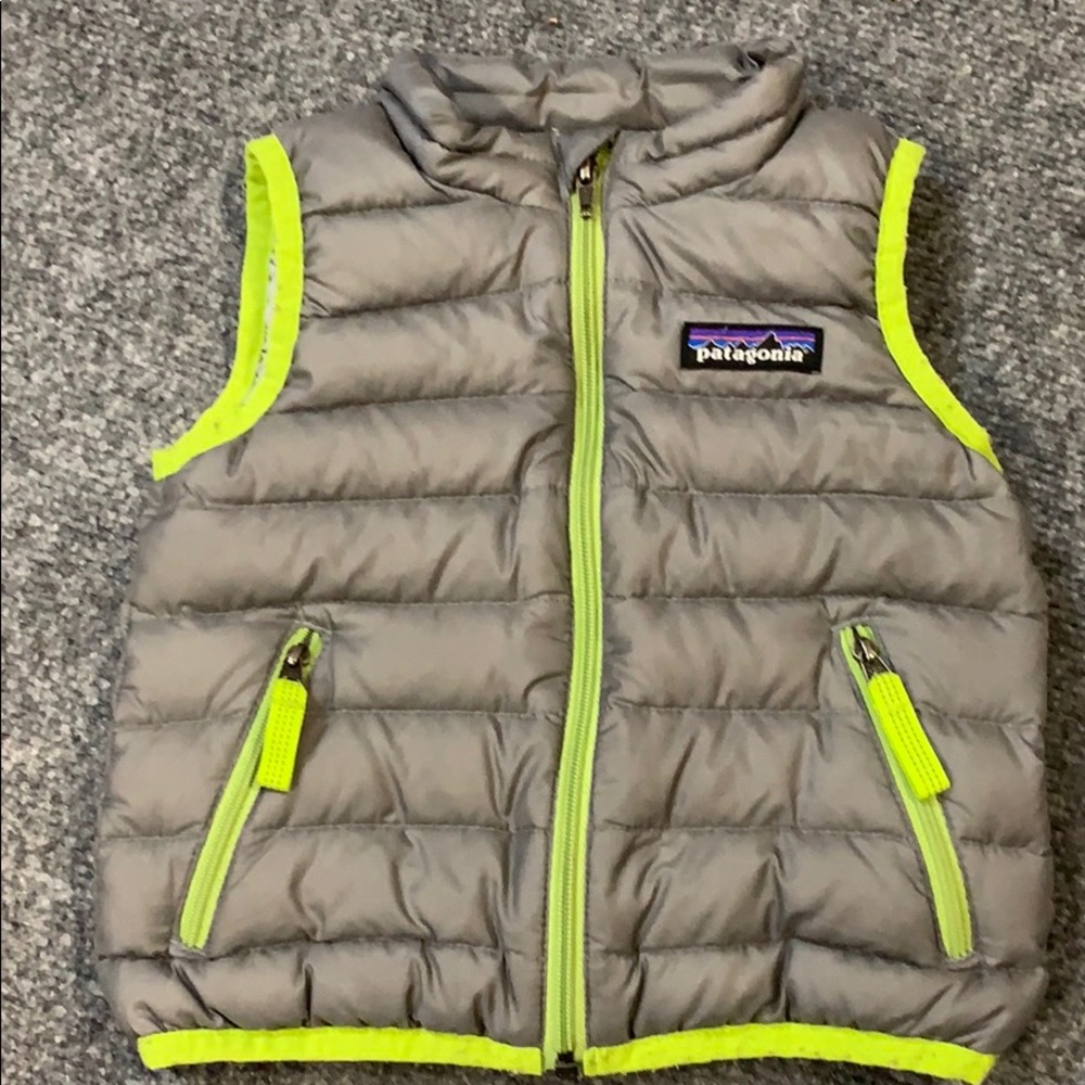 Gray Patagonia puffer down vest 6-12 mo